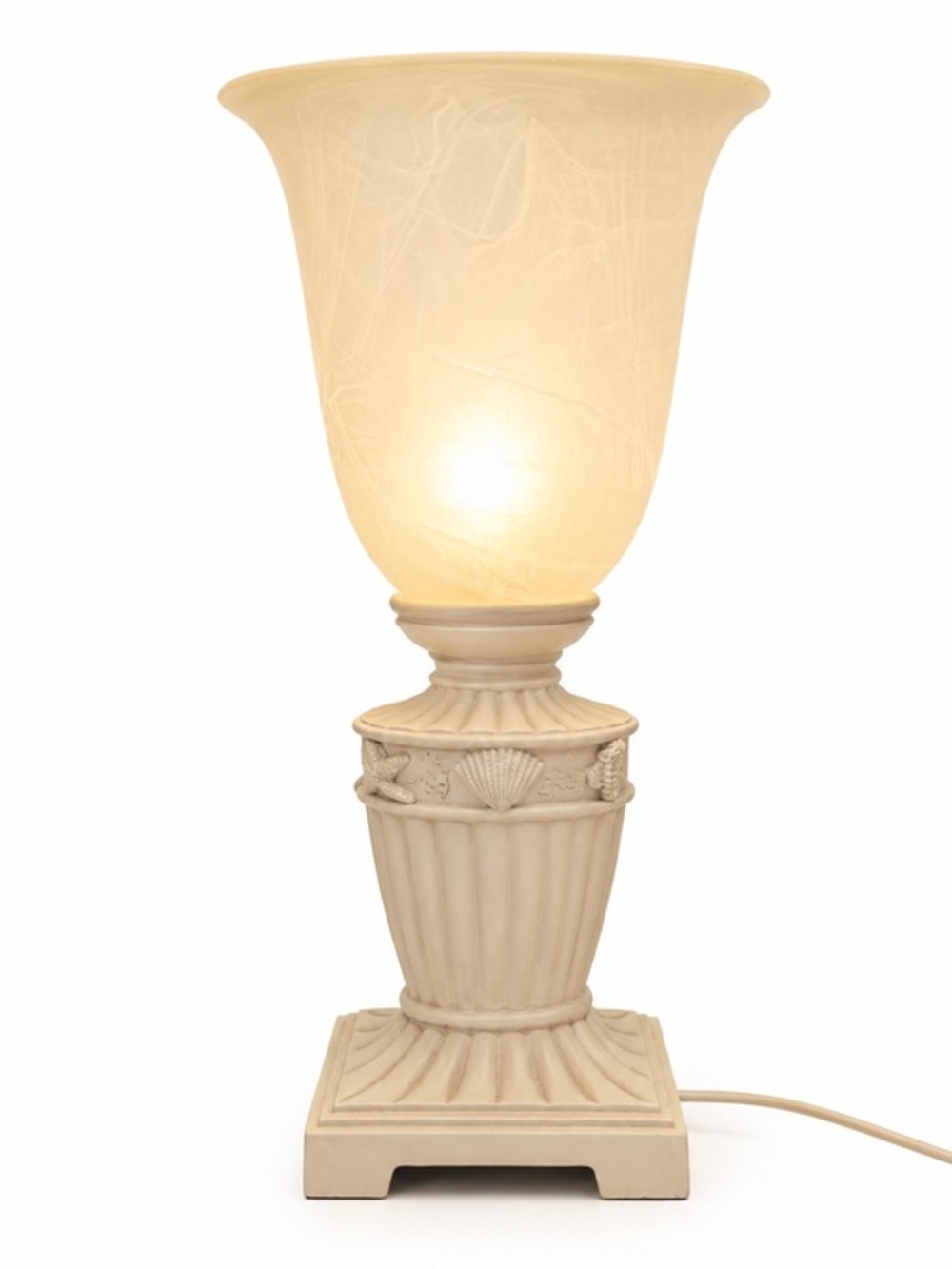 Coastal Urn Accent Table Lamp | Seashell Pedestal Base | Faux Alabaster Shade 💕